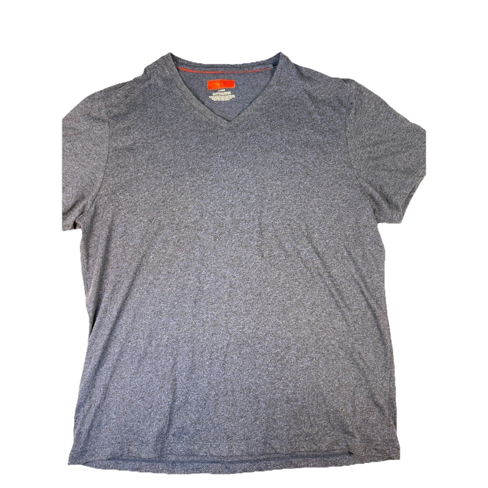 Alfani‎ Slim Fit Mens V-Neck T-Shirt Blue Heather Short Sleeve Size L